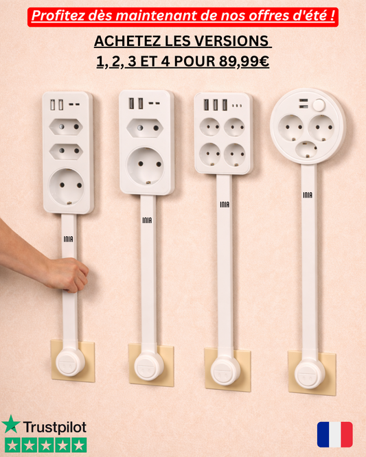 INIA® – Lot de 4 rallonges extensibles et pivotantes (prise UE)