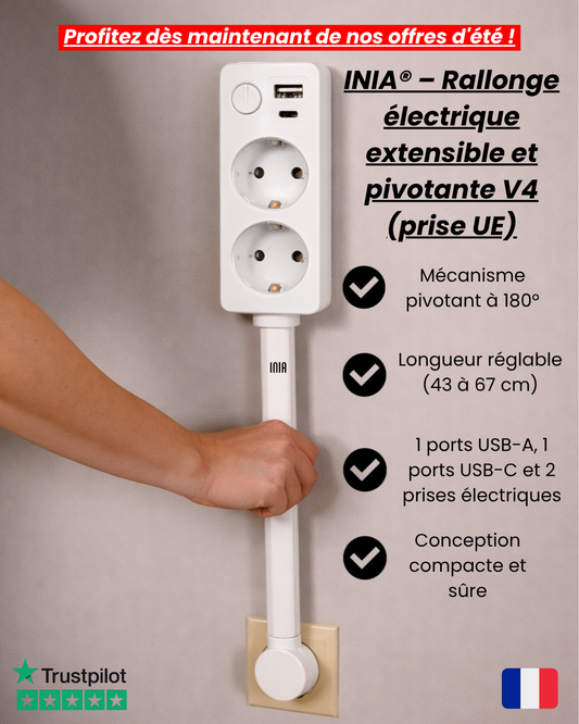 INIA® – Rallonge électrique extensible et pivotante V4 (prise UE)
